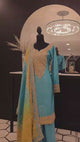 Blue Chinon Suit With Bandhej Print
