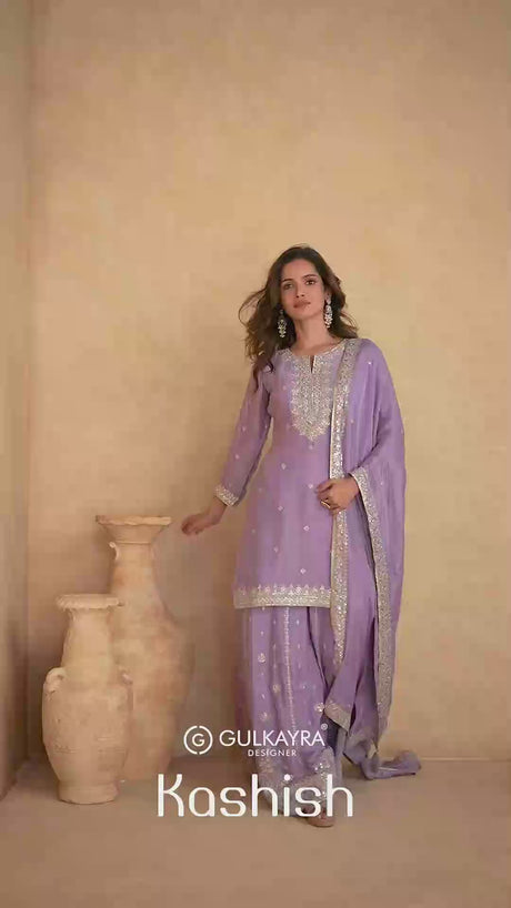 Indian Chinon Silk Sharara Suit video