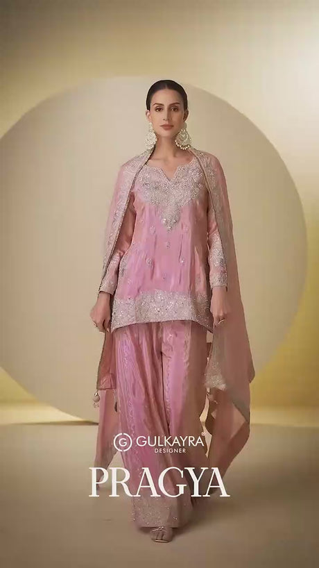 Indian Chinon Silk Sharara Suit video