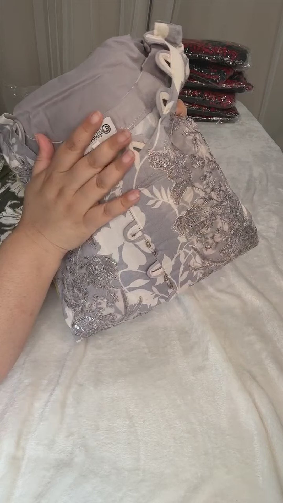 Gulljee Printed Embroidered Collection - Grey Yellow - Live Session Video