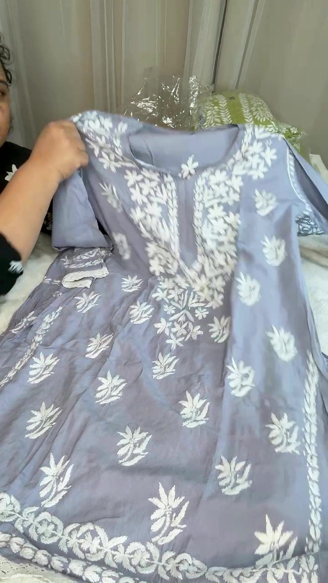 Lucknow Two Piece Set - Grey Blue - Video