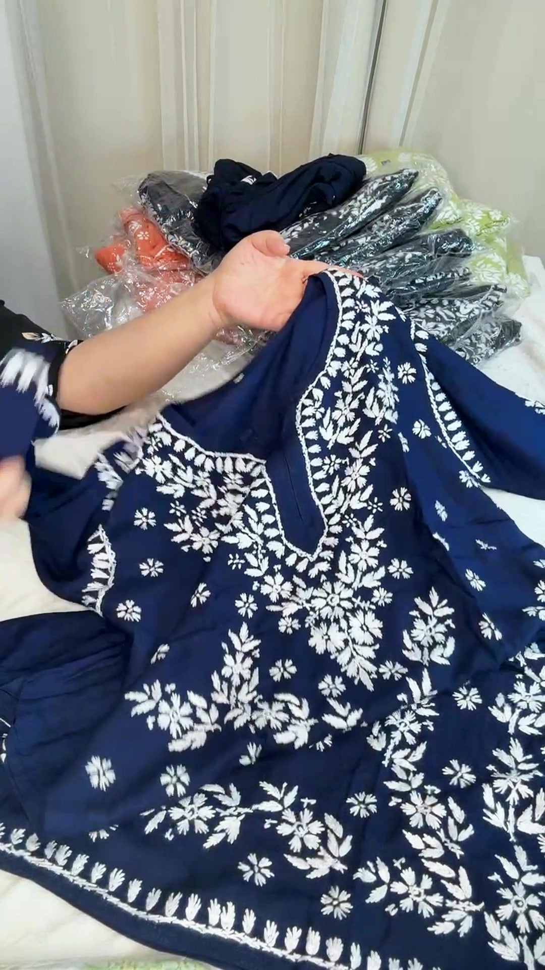 Lucknow Two Piece Tulip Pant Set - Navy - Video