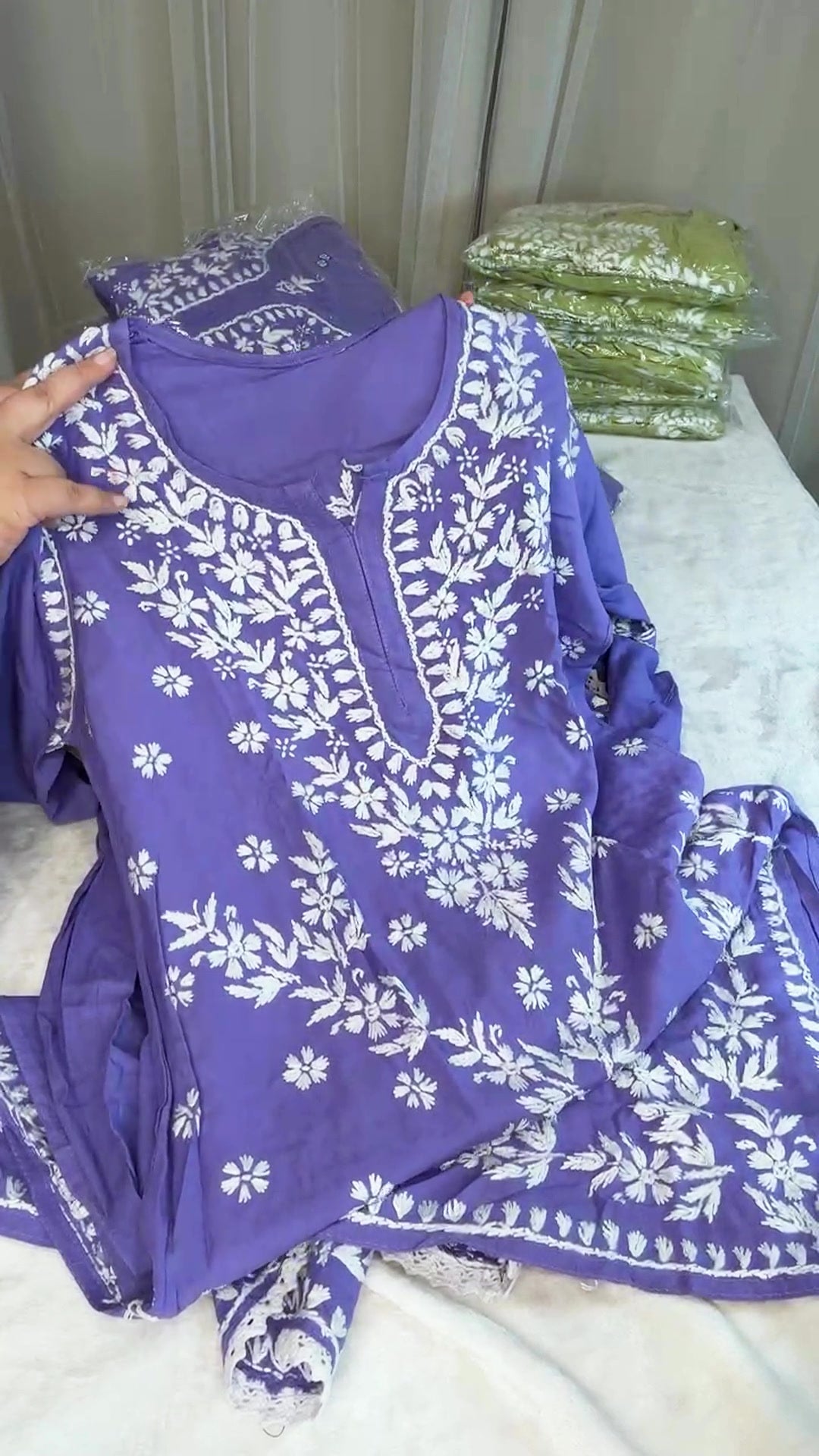 Lucknow Two Piece Tulip Pant Set - Purple - Video