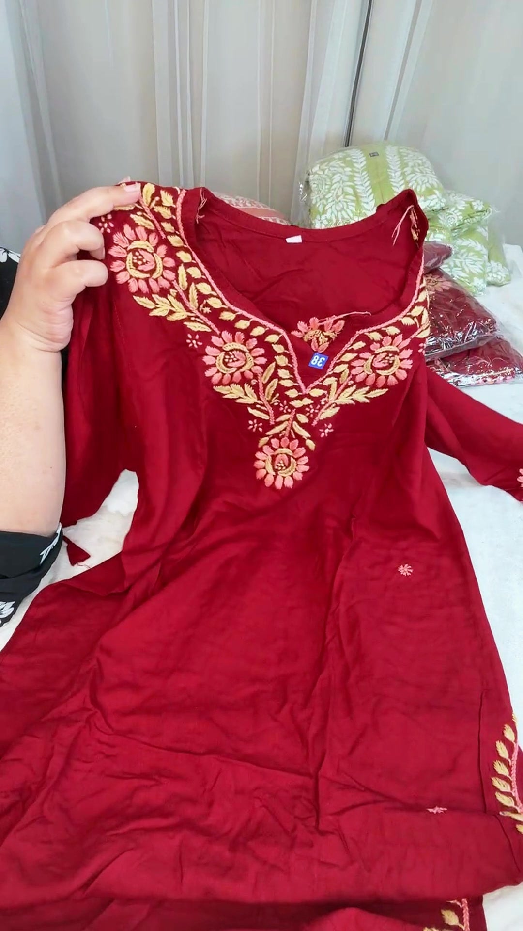 Lucknow Two Piece Set - Red Golden - Video