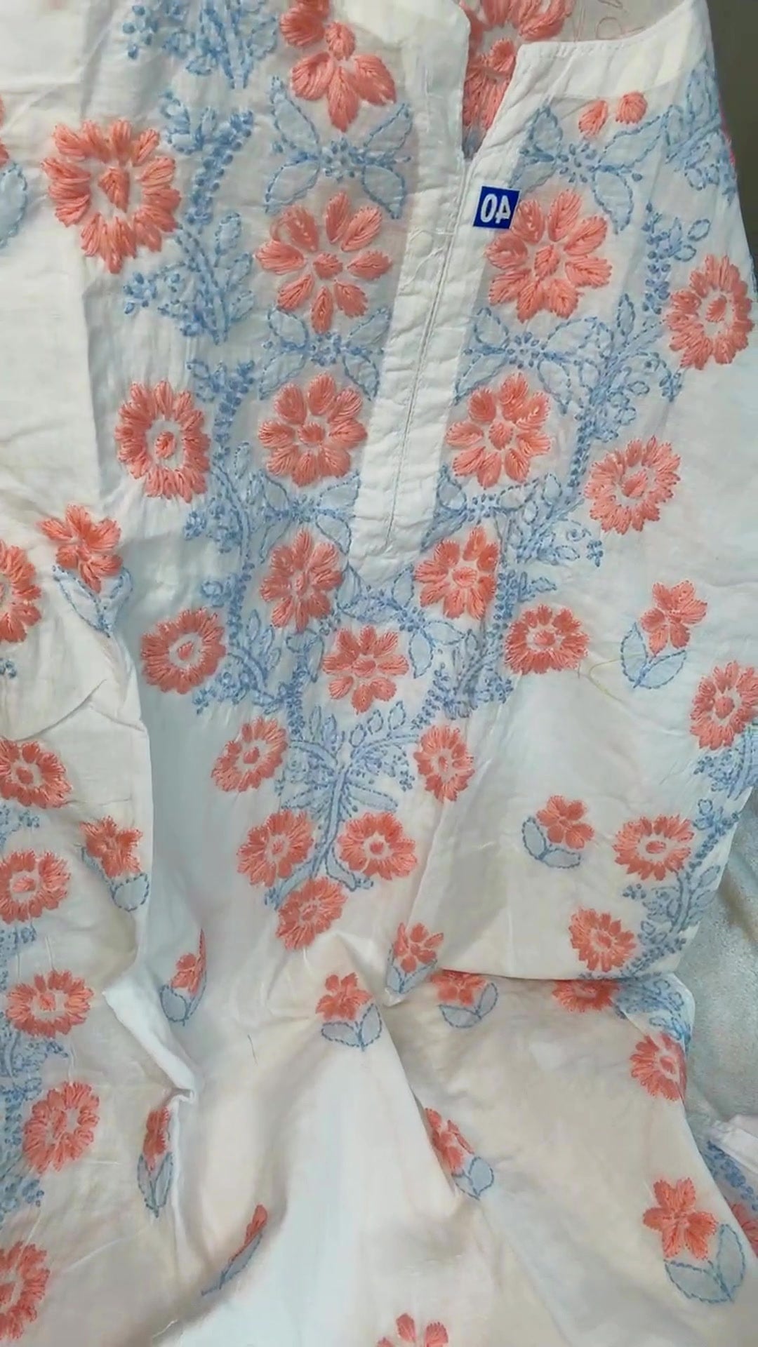 Lucknow One Piece - White Peach Blue Floral - Video