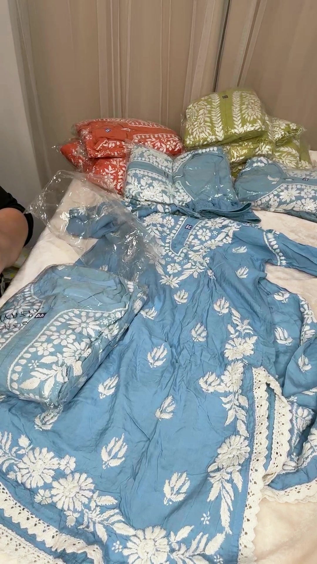 Lucknow Chikankari Set - Sky Blue - Video