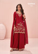 Sarika 10924 Red Indian Chinon Silk Sharara Suit - Video