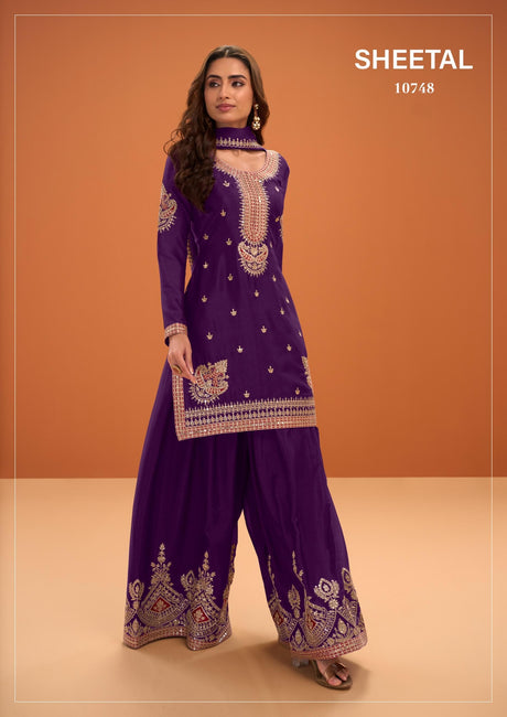 Sheetal 10748 Chinnon Silk Festive Palazzo Suit - Video