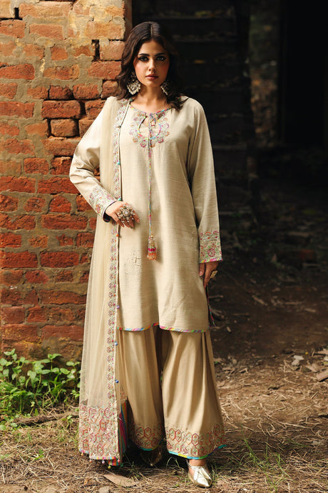 3-PC Embroidered Raw-Silk Suit by Charizma video