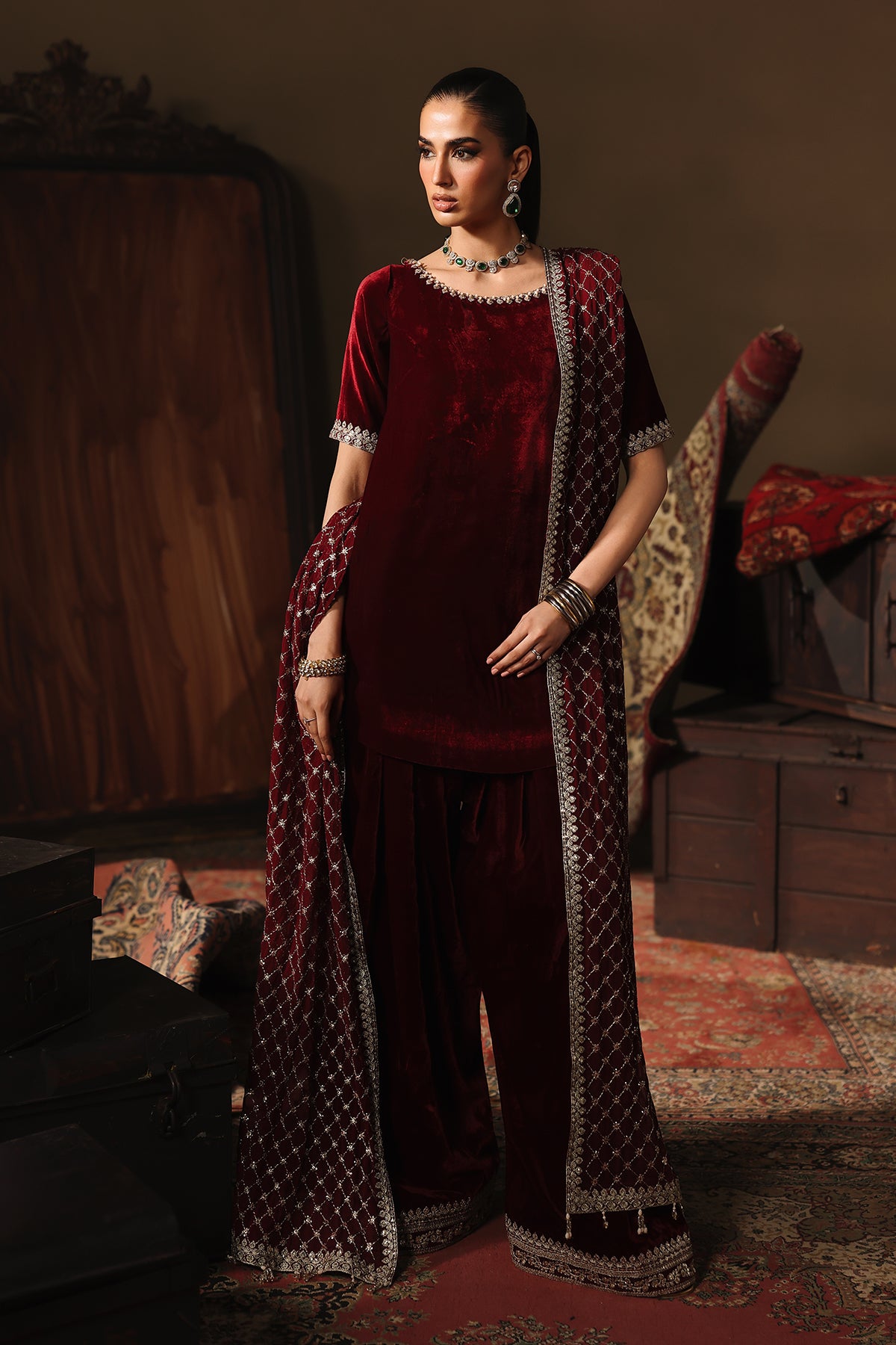 Charizma Premium Velvet Suit Maroon video