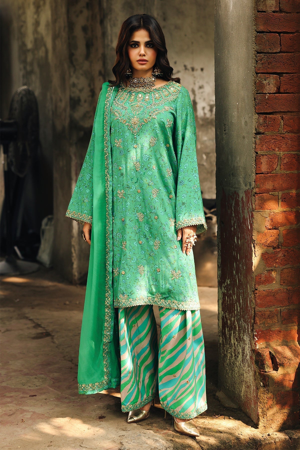 3-PC Embroidered Raw-Silk Suit by Charizma video