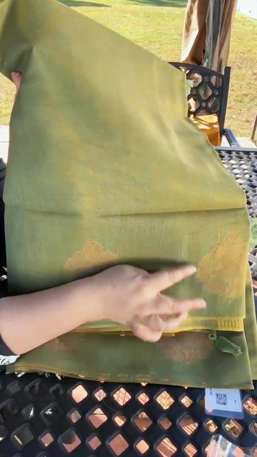 Tissue Silk Saree - Olive Green - Video