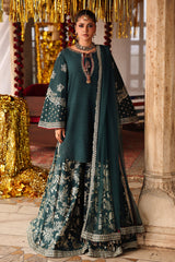 3-PC Embroidered Raw-Silk Suit By Charizma