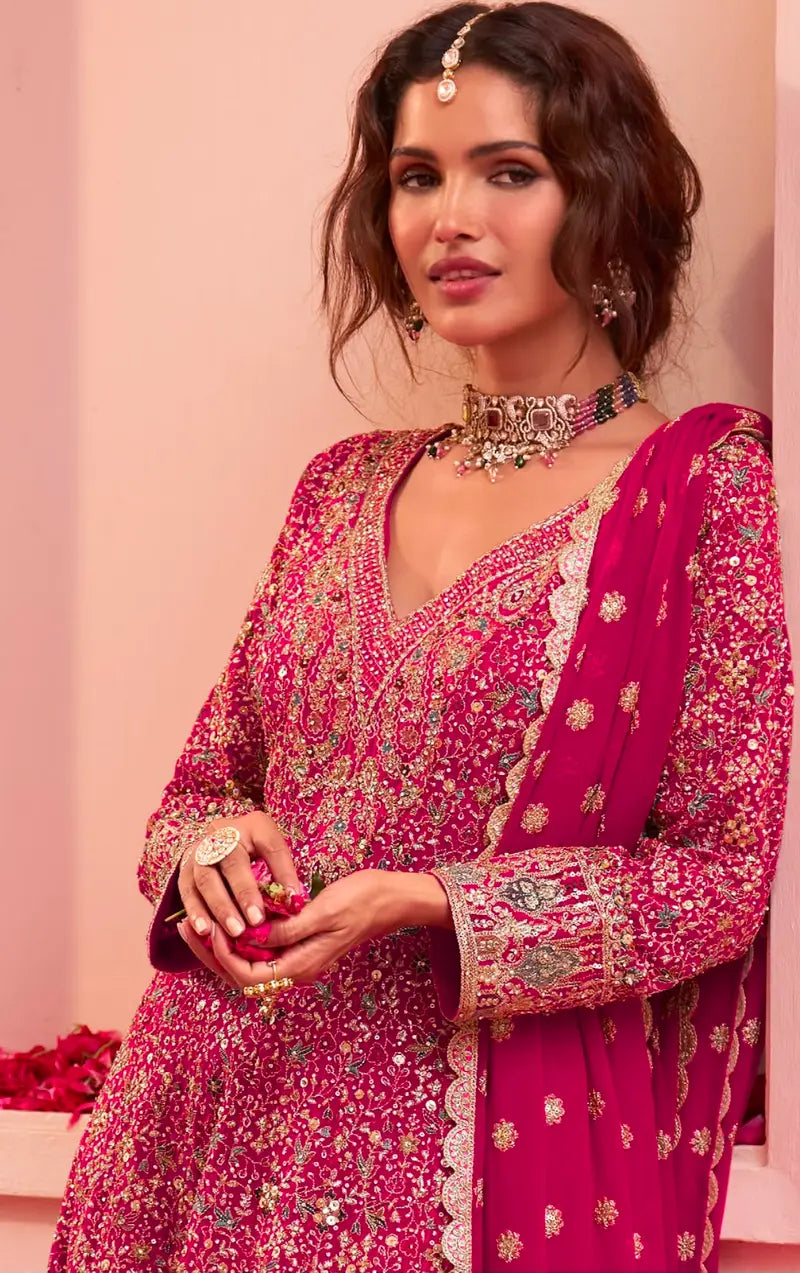 Real Georgette Embroidered Sharara Suit