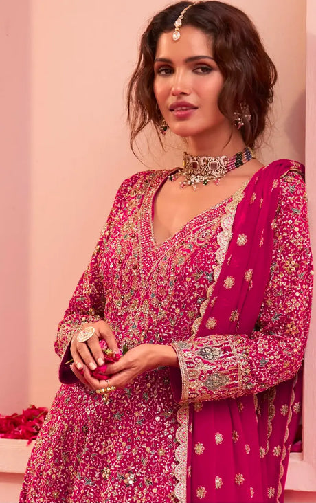 Real Georgette Embroidered Sharara Suit