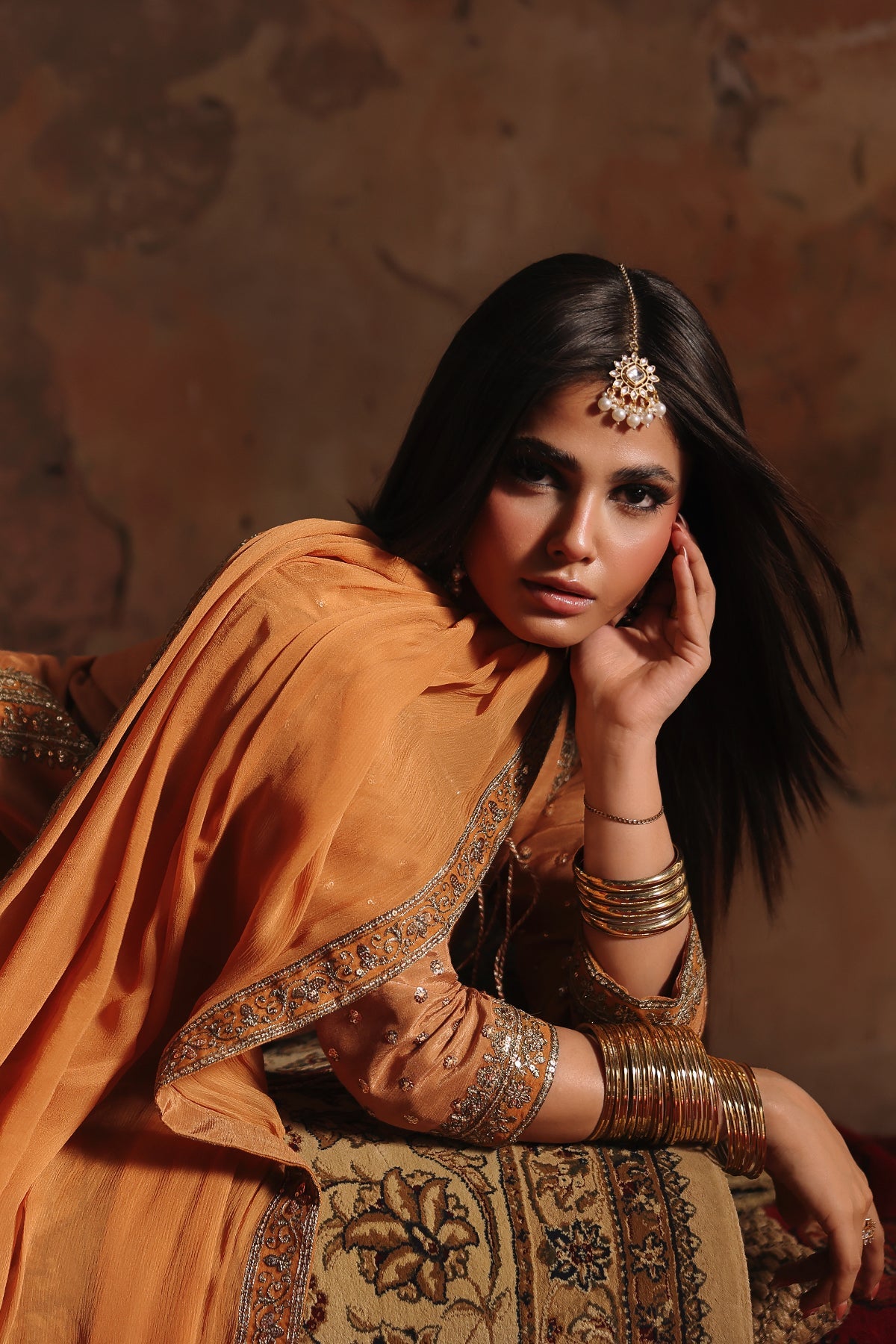 3-PC Embroidered Raw-Silk Suit by Charizma