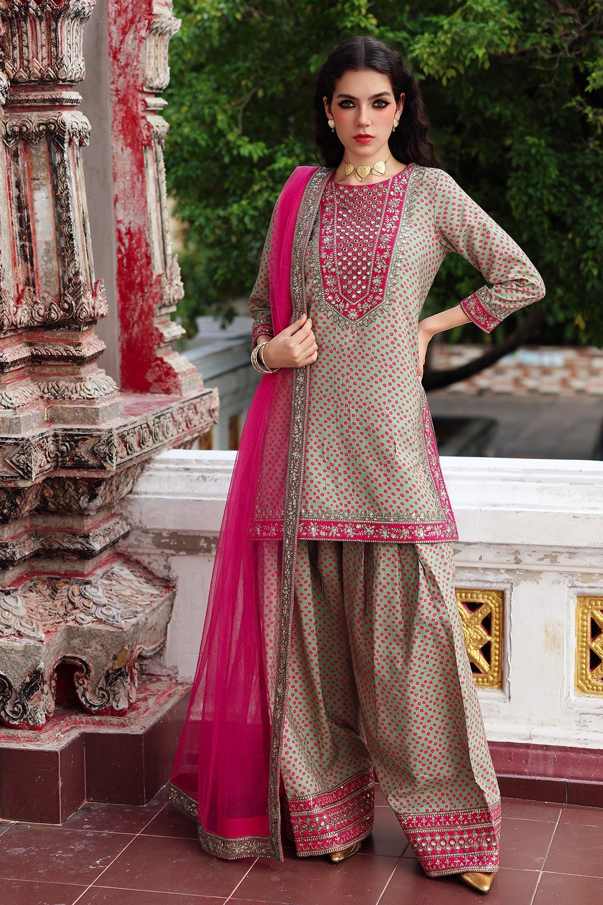 3-PC Embroidered Luxury Suit By Charizma