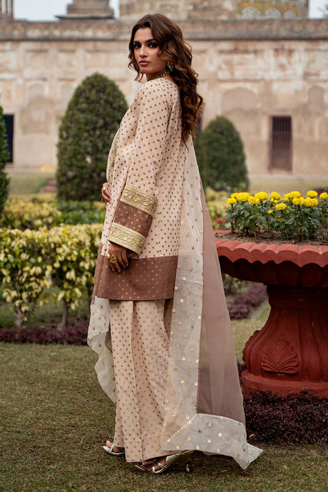 3-PC Embroidered Raw-Silk Suit By Charizma