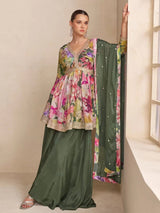 Multicolor Floral Printed Palazzo Premium Festive Wear Salwar Kameez