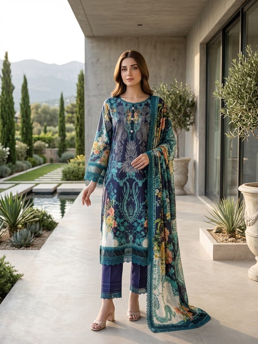 Jade Urbane Embroidered Lawn