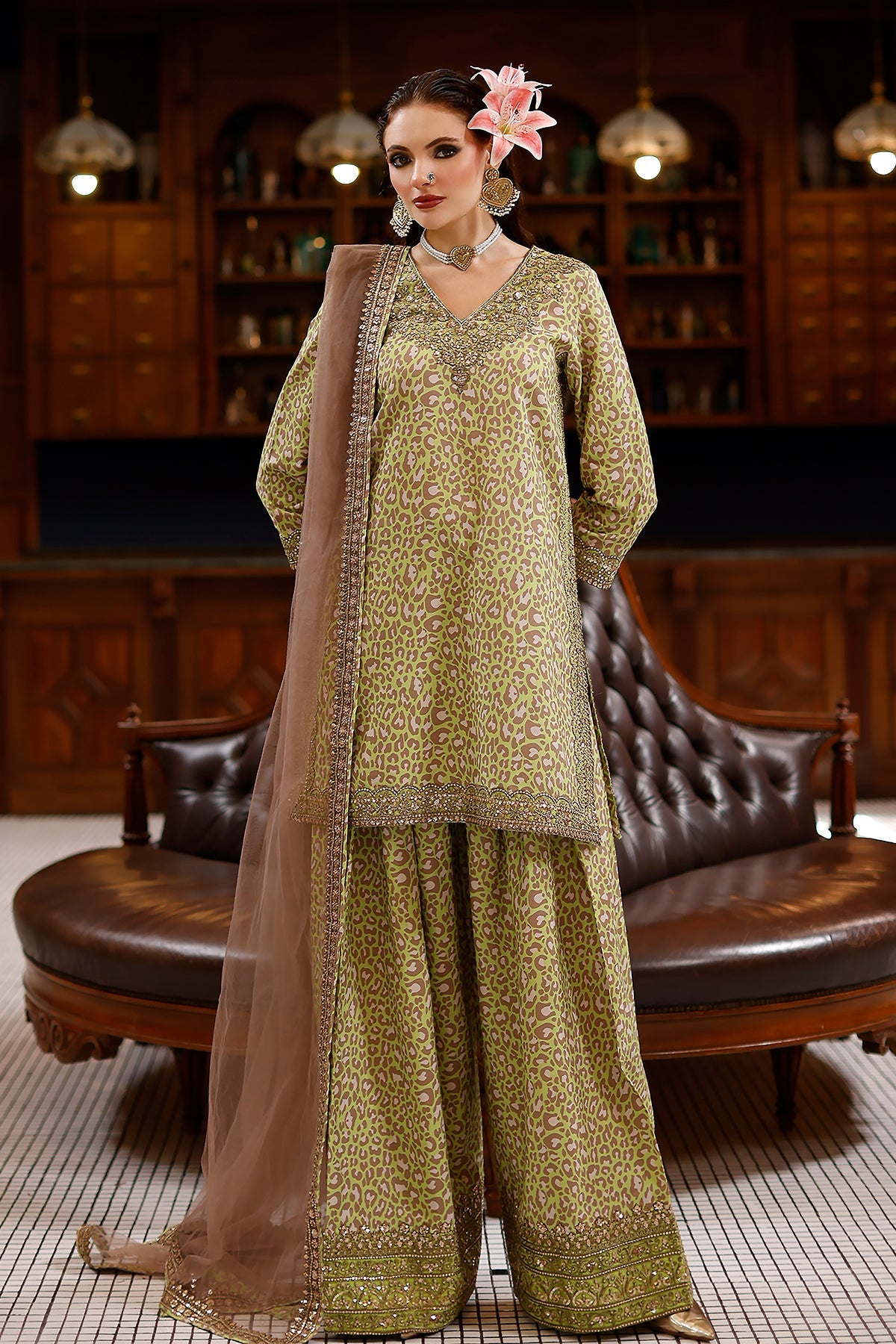 3-PC Embroidered Raw-Silk Suit By Charizma