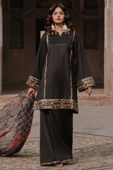 3-PC Embroidered Raw-Silk Suit By Charizma