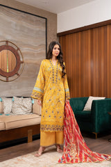 Mehreen By Munira Designer Golden Bloom Lawn Suit