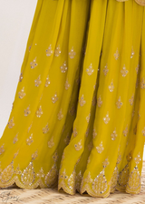Lime Green Resham Embroidered Chinon Palazzo Suit