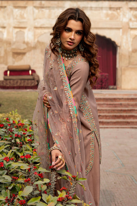 3-PC Embroidered Raw-Silk Suit By Charizma