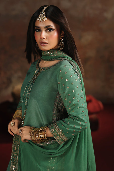 3-PC Embroidered Raw-Silk Suit by Charizma