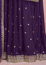 Eggplant Purple Chinon Silk Sharara Suit