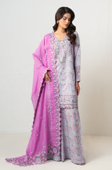 3-PC Embroidered Lawn by Zeen