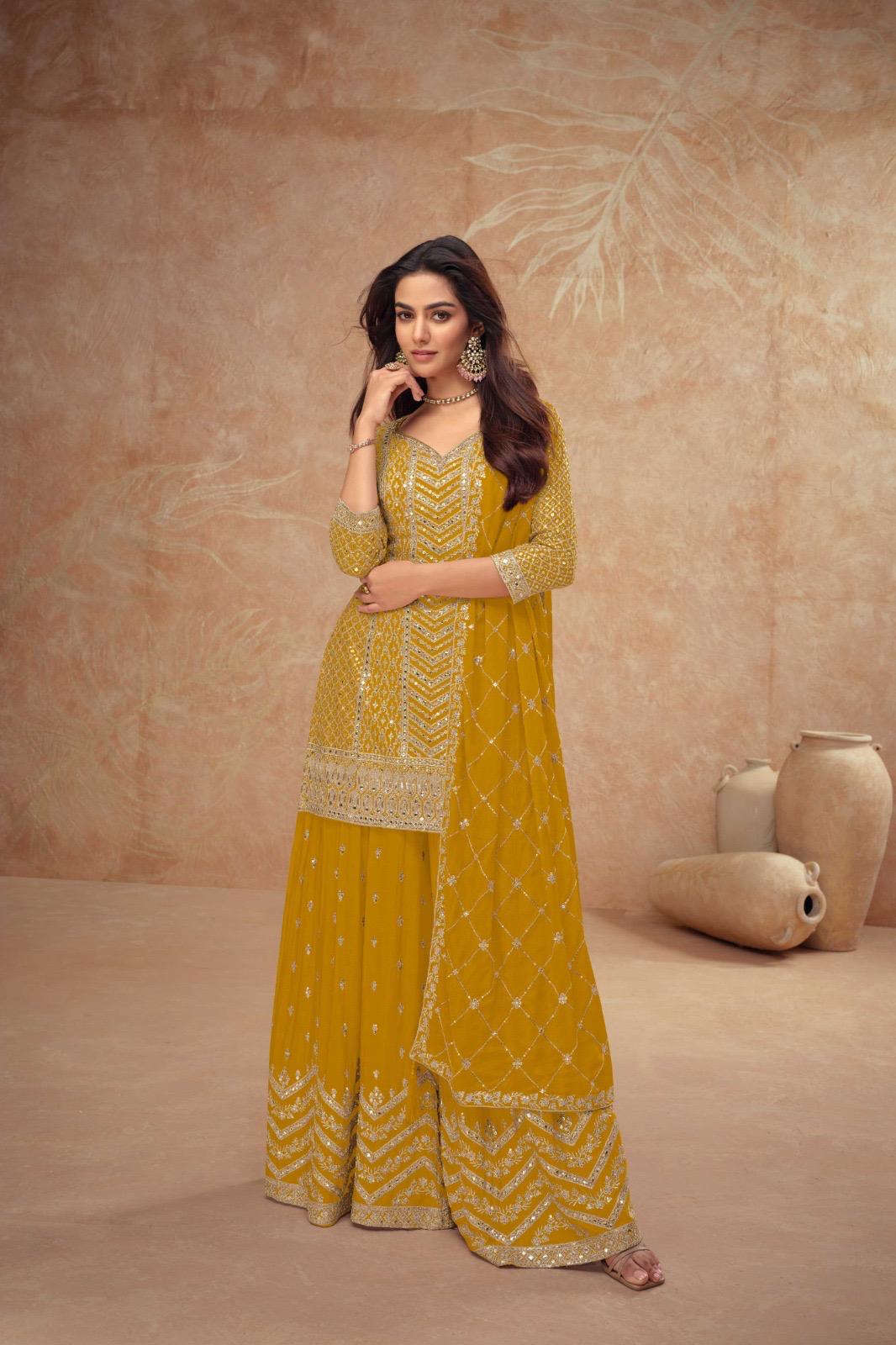 Indian Chinon Silk Sharara Suit