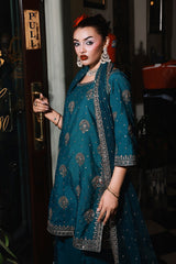 3-PC Embroidered Raw-Silk Suit by Charizma