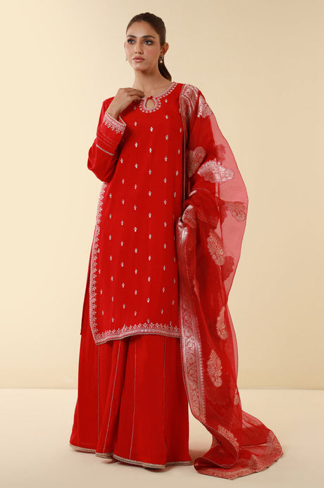 3-PC Embroidered Lawn by Zeen