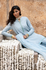 3-PC Embroidered Raw-Silk Suit By Charizma