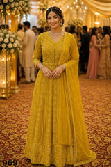 Mrudangi Sajni Georgette Chikankari Embroidered Gown With Dupatta