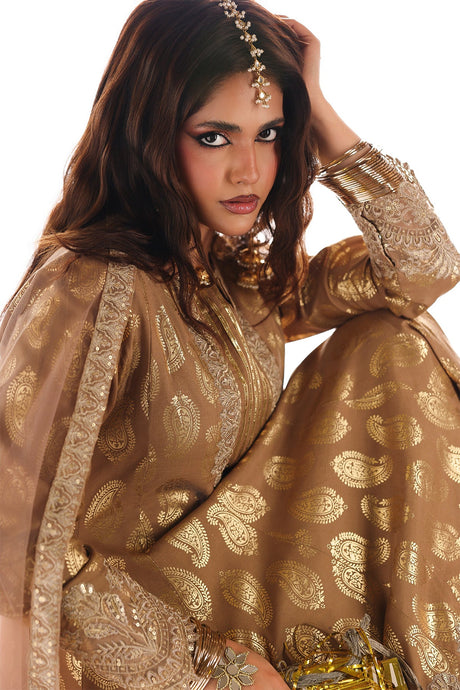 3-PC Embroidered Raw-Silk Suit By Charizma