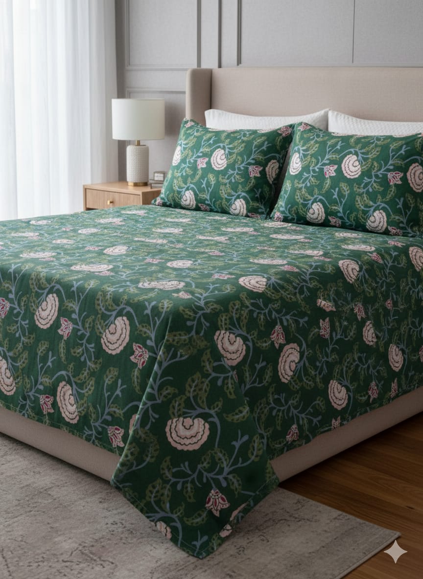 Pakistani King Size Bedcover with matching Pillow Covers