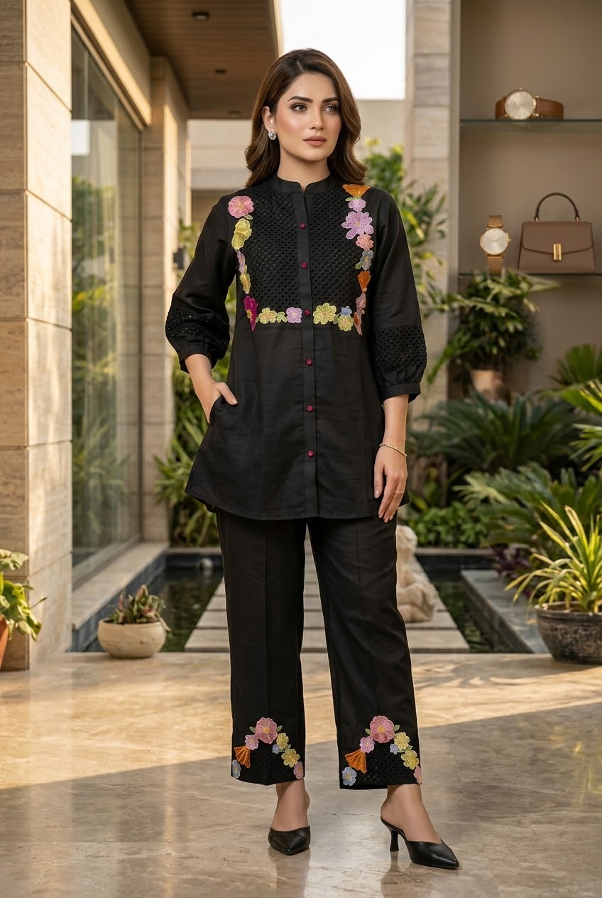 Mal Chanderi Embroidered Co-Ord Set