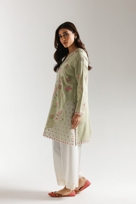 Ethnic Embroidered 2pc Suit Apple Green - Close-up