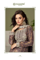 Indian Embroidered Chinon Palazzo Suit