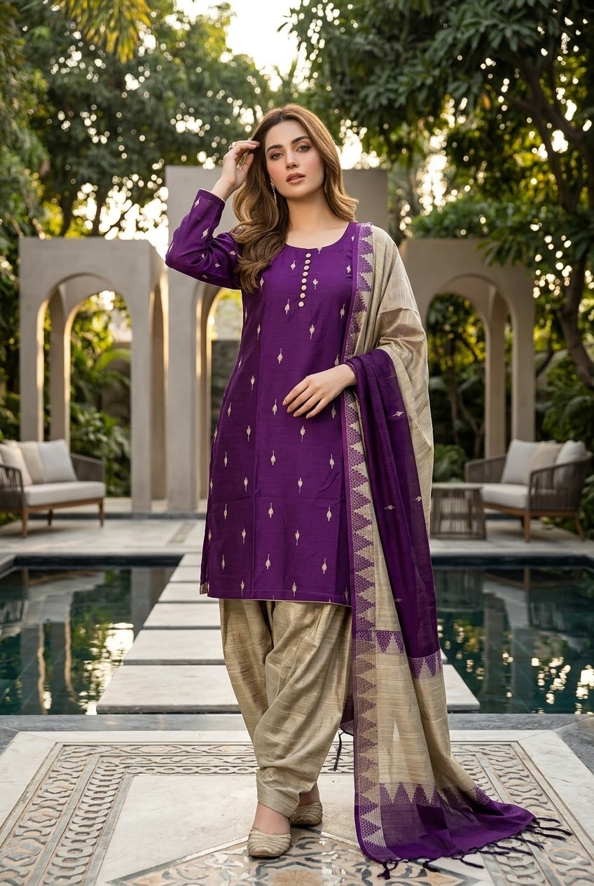 Indian Cotton Suit With Farshi Salwer