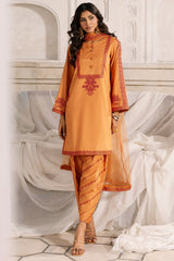 3-PC Embroidered Raw-Silk Suit By Charizma