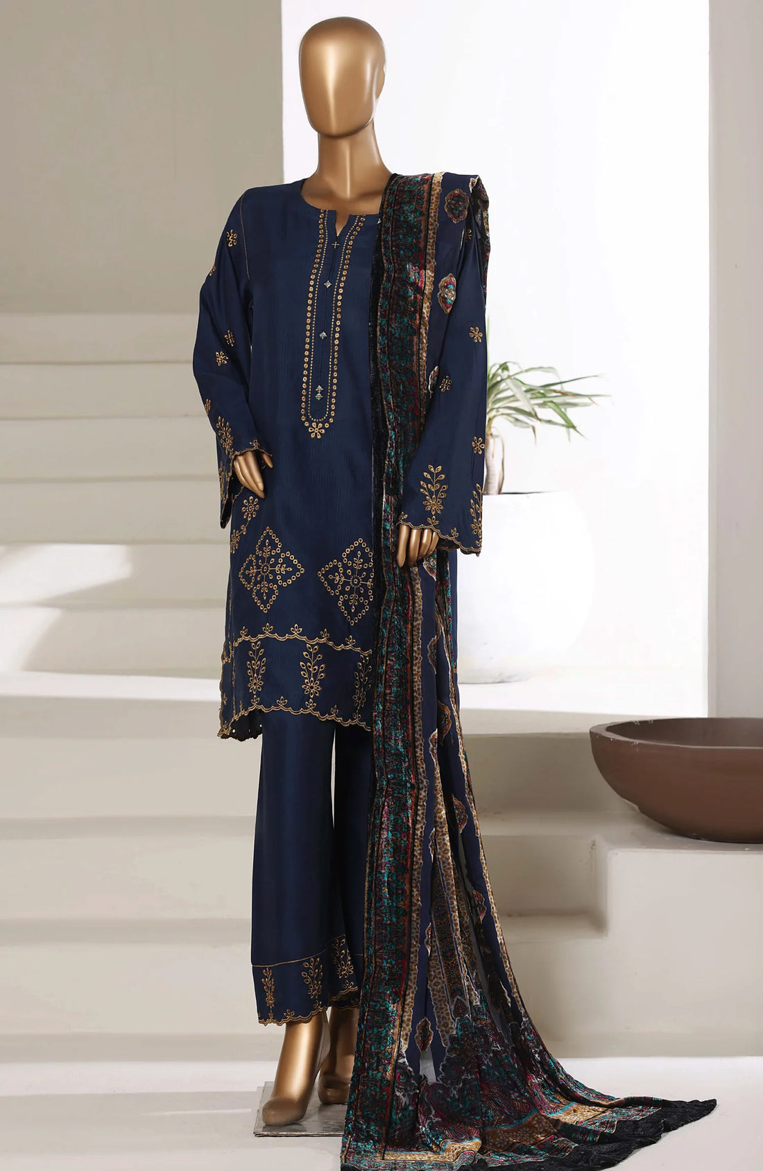 Sada Bahar Embroidered Viscose with Palachi Shawl