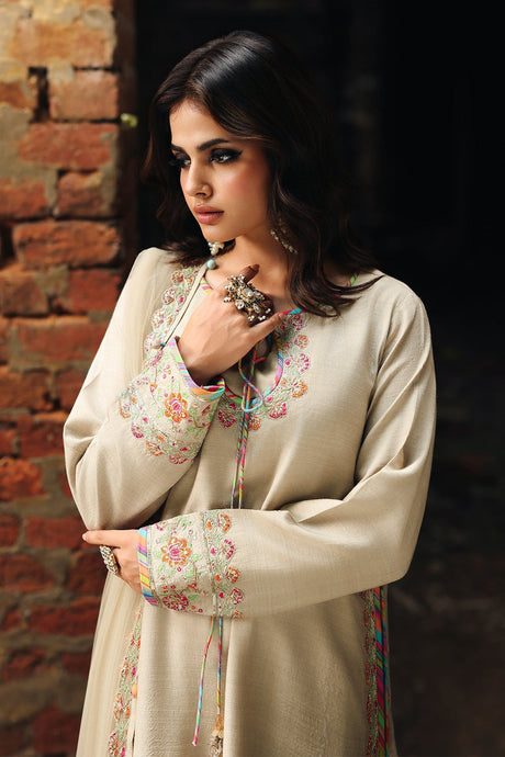 3-PC Embroidered Raw-Silk Suit By Charizma