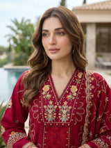 Bin Saeed Luxury Embroidered Lawn With Chiffon Embroiderd Dupatta