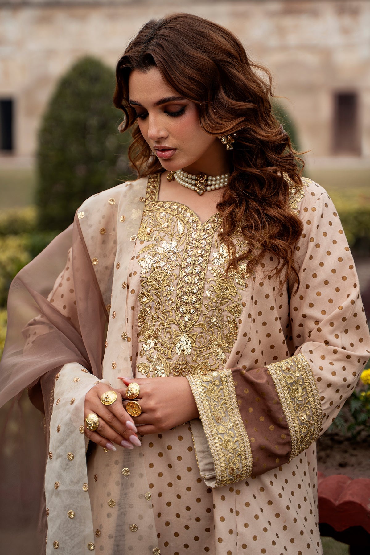 3-PC Embroidered Raw-Silk Suit By Charizma