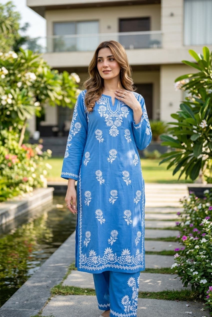 Lucknow 2pc Embroidered Co-Ord Set