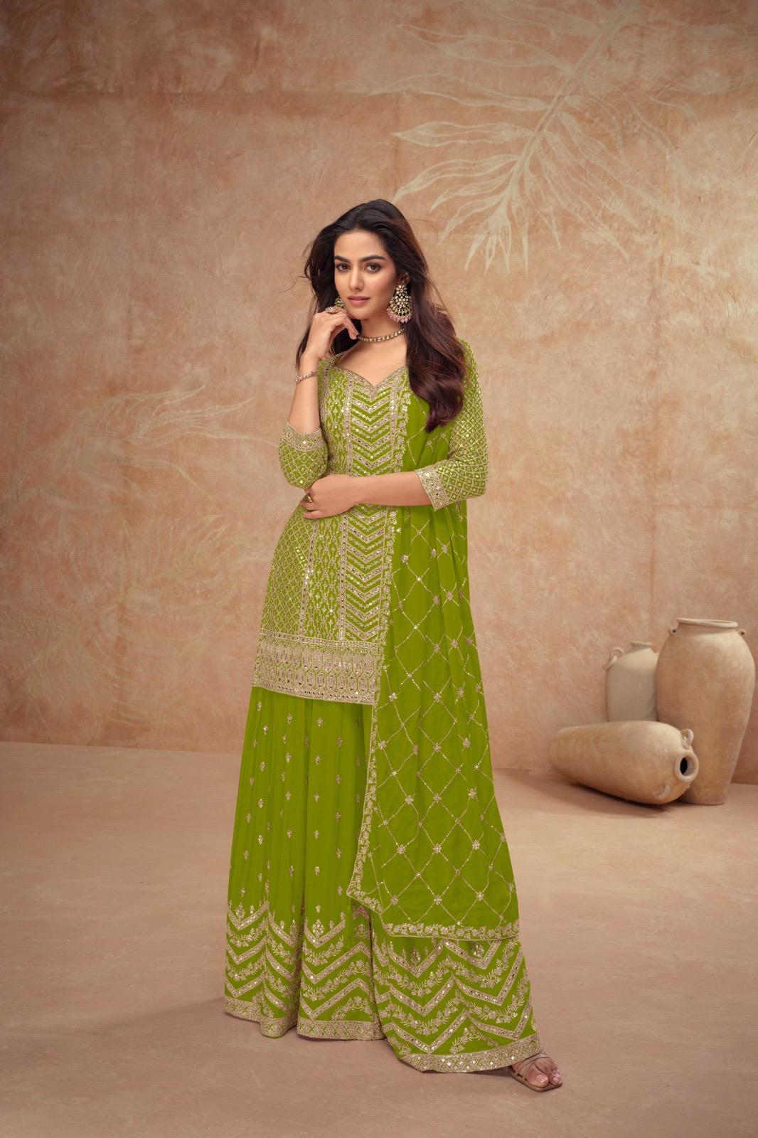 Indian Chinon Silk Sharara Suit